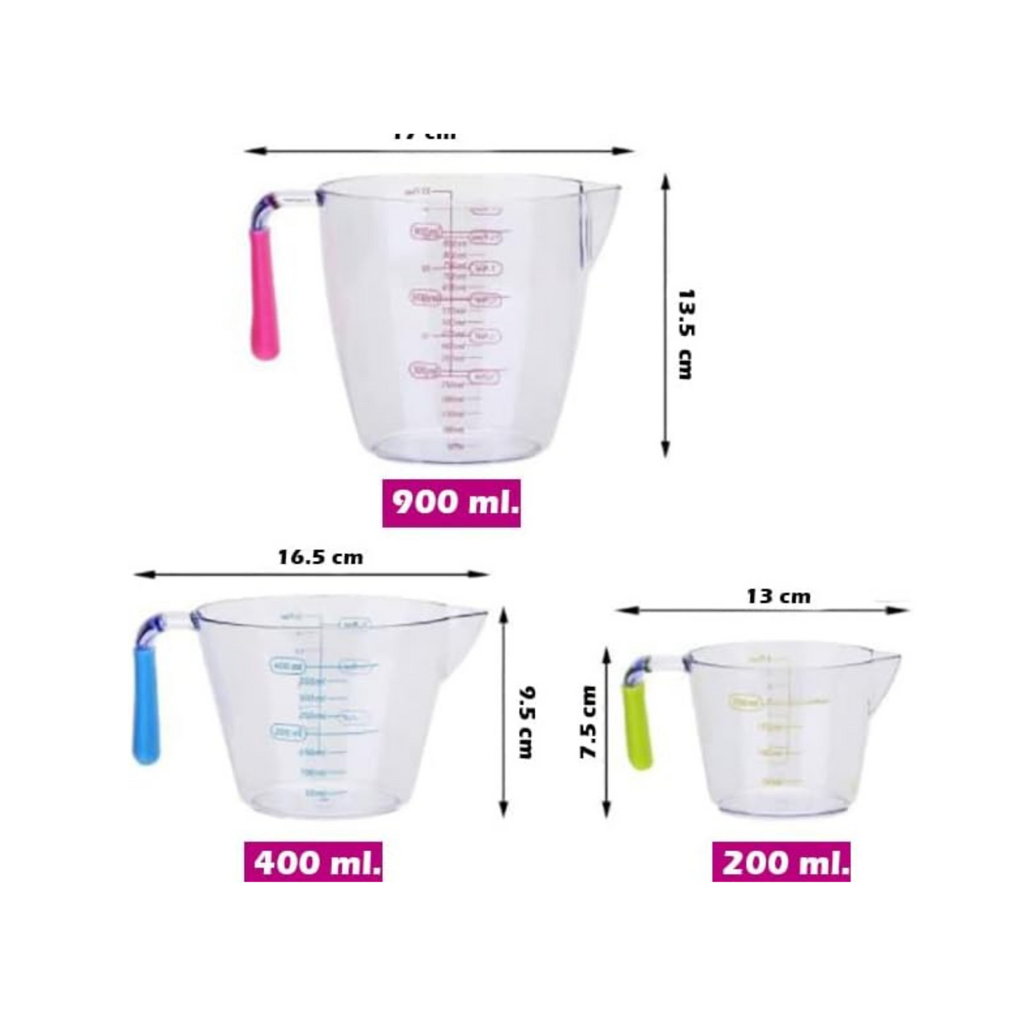 R-Juego de tazas medidoras 200, 400, 900 ML