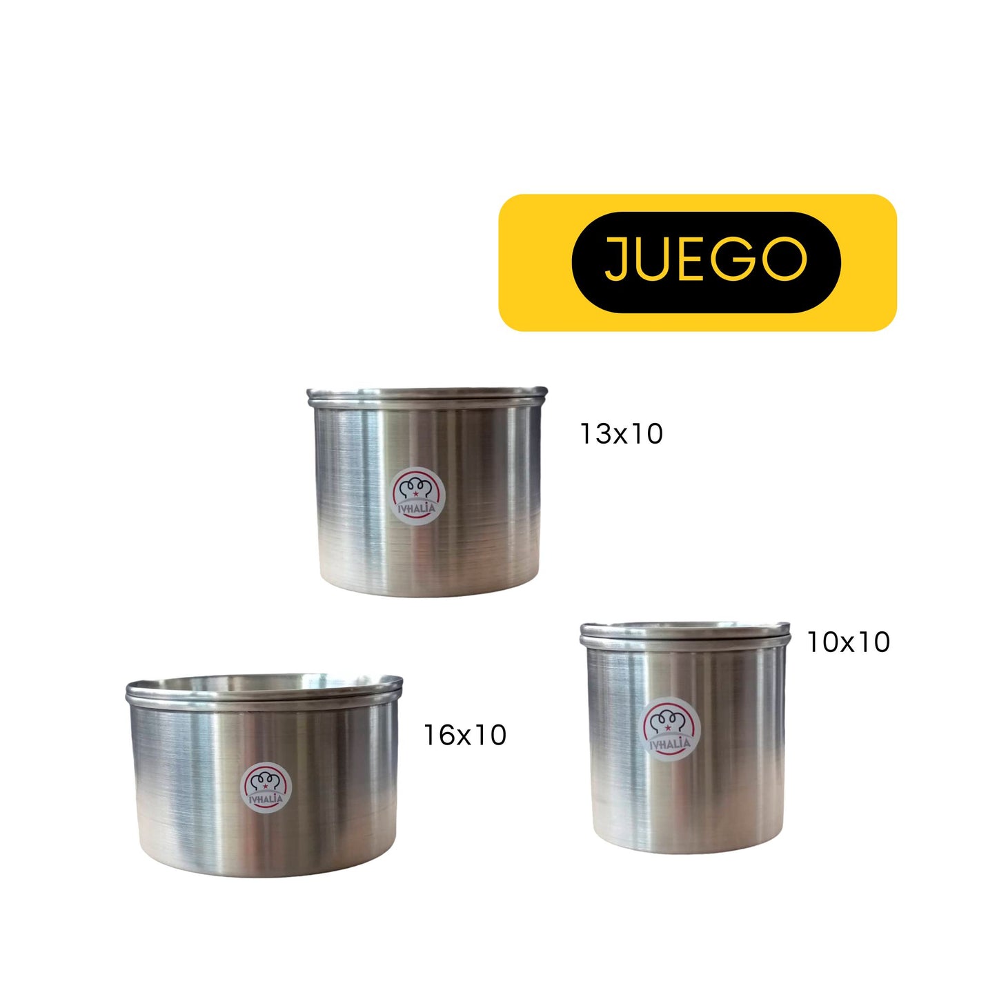 O- Juego de Moldes Quesilleras c/tapa Ivhalia 10, 13, 16 x 10