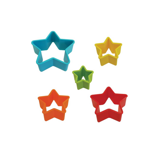 R- Cortadores Plásticos Estrellas set-5. Colores mixtos
