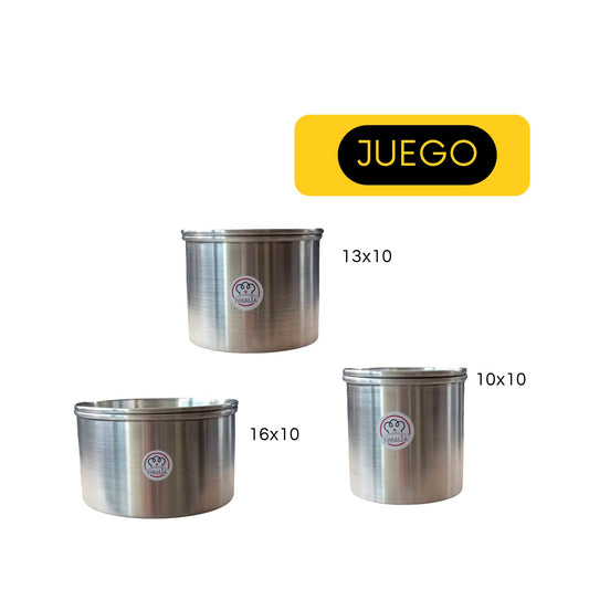 O- Juego de Moldes Quesilleras c/tapa Ivhalia  10, 13, 16 x 10