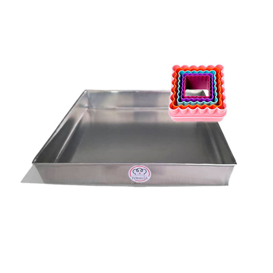 Bandeja de Brownie 25 x 25 x 4 Ivhalia  + Cortador Set de 5 Plástico
